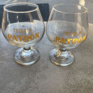 Set If 2 Tequila Patron Tulip Glass Barware Pair
